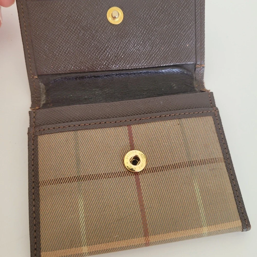 Vintage‎ Burberrys London Nova Check Card Holder Coin Purse Brown Leather Wallet